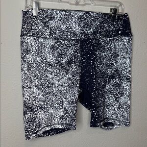 Zyia size 2XL Gray and blue Reflective Splatter Hustle High Waist Bike Shorts